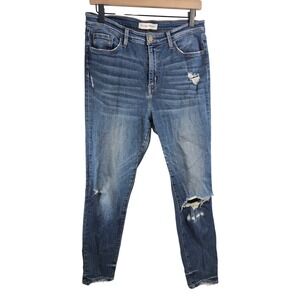 Flying Monkey Womens Jeans Size 30 High Rise Distressed Skinny Blue Denim